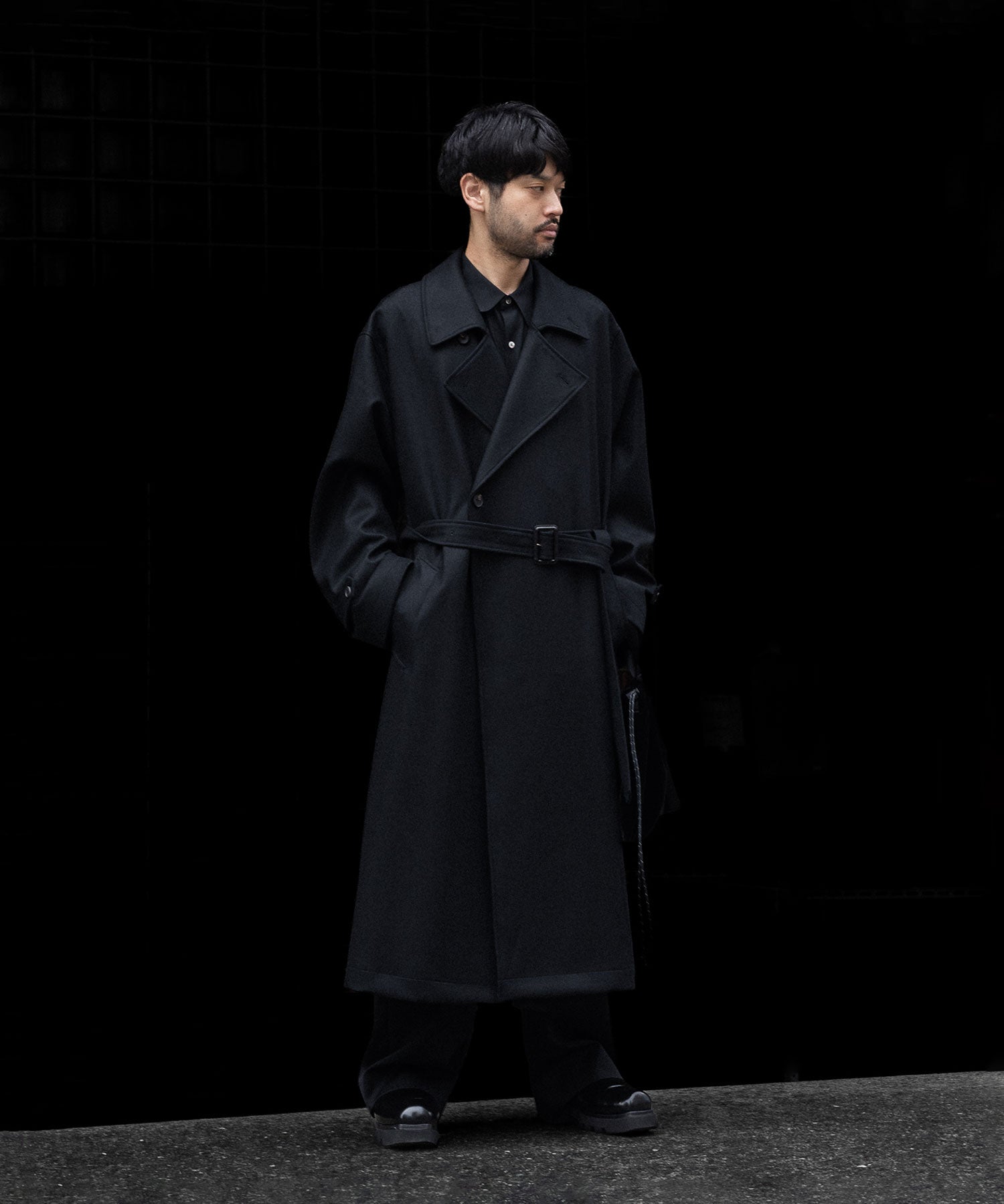 ssstein / シュタイン】OVERSIZED DOUBLE BREASTED COAT - BLACK