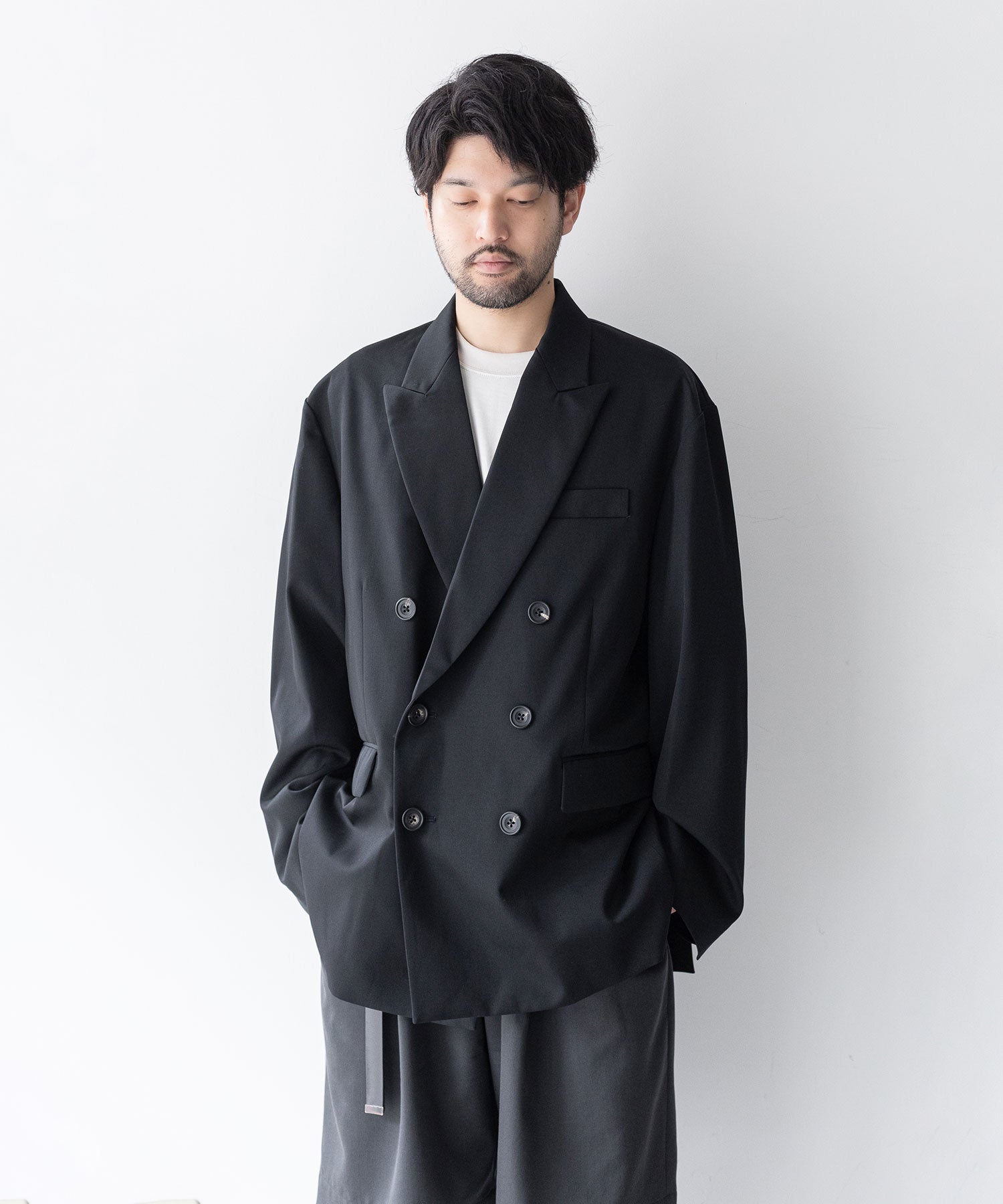 stein / シュタイン】OVERSIZED DOUBLE BREASTED JACKET - BLACK