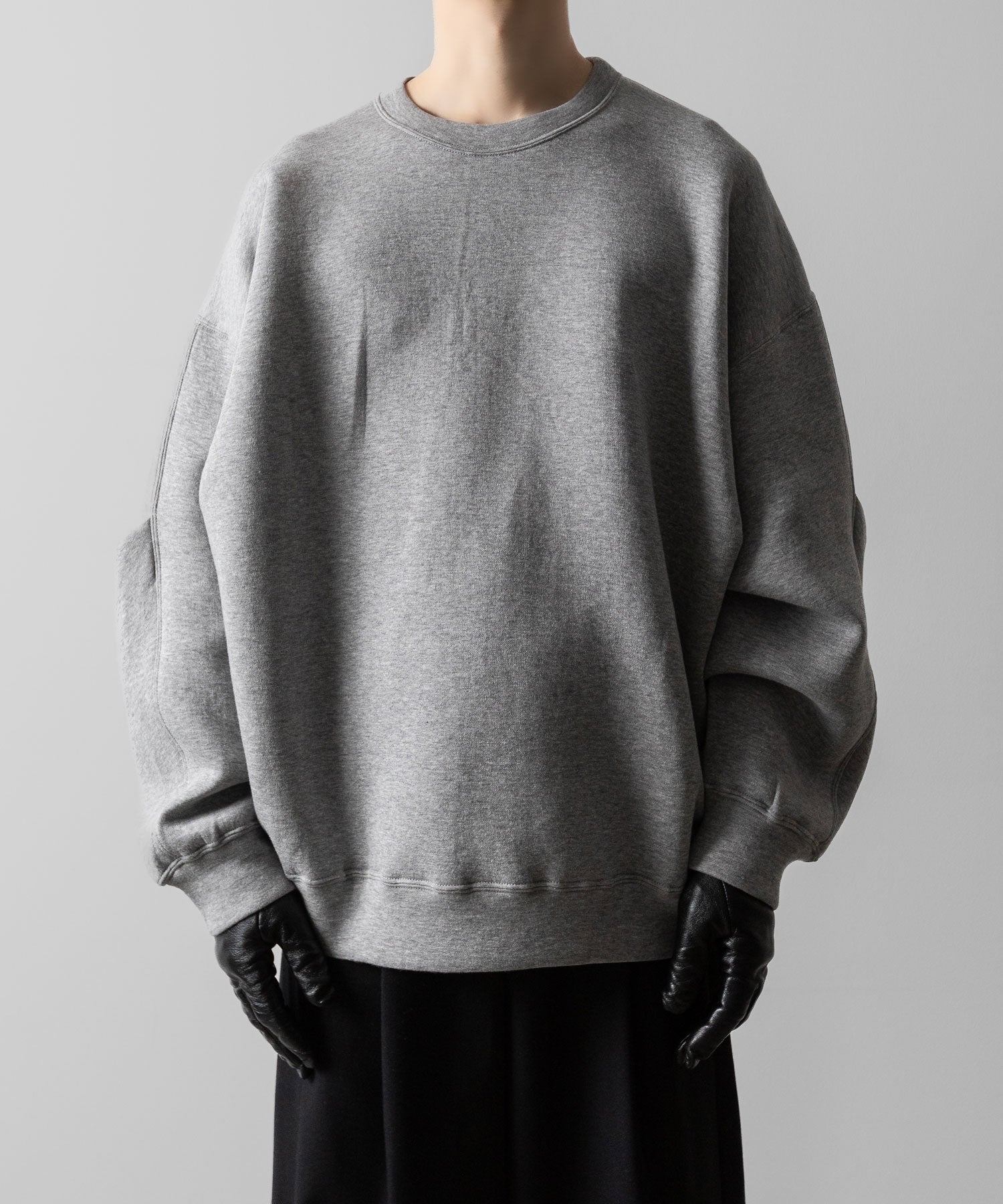 ssstein / シュタイン】COTTON DOUBLE KNIT TUCKED CREW NECK LS - TOP