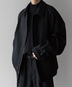 stein / シュタイン】OVERSIZED MELTON HARRINGTON ZIP JACKET - BLACK