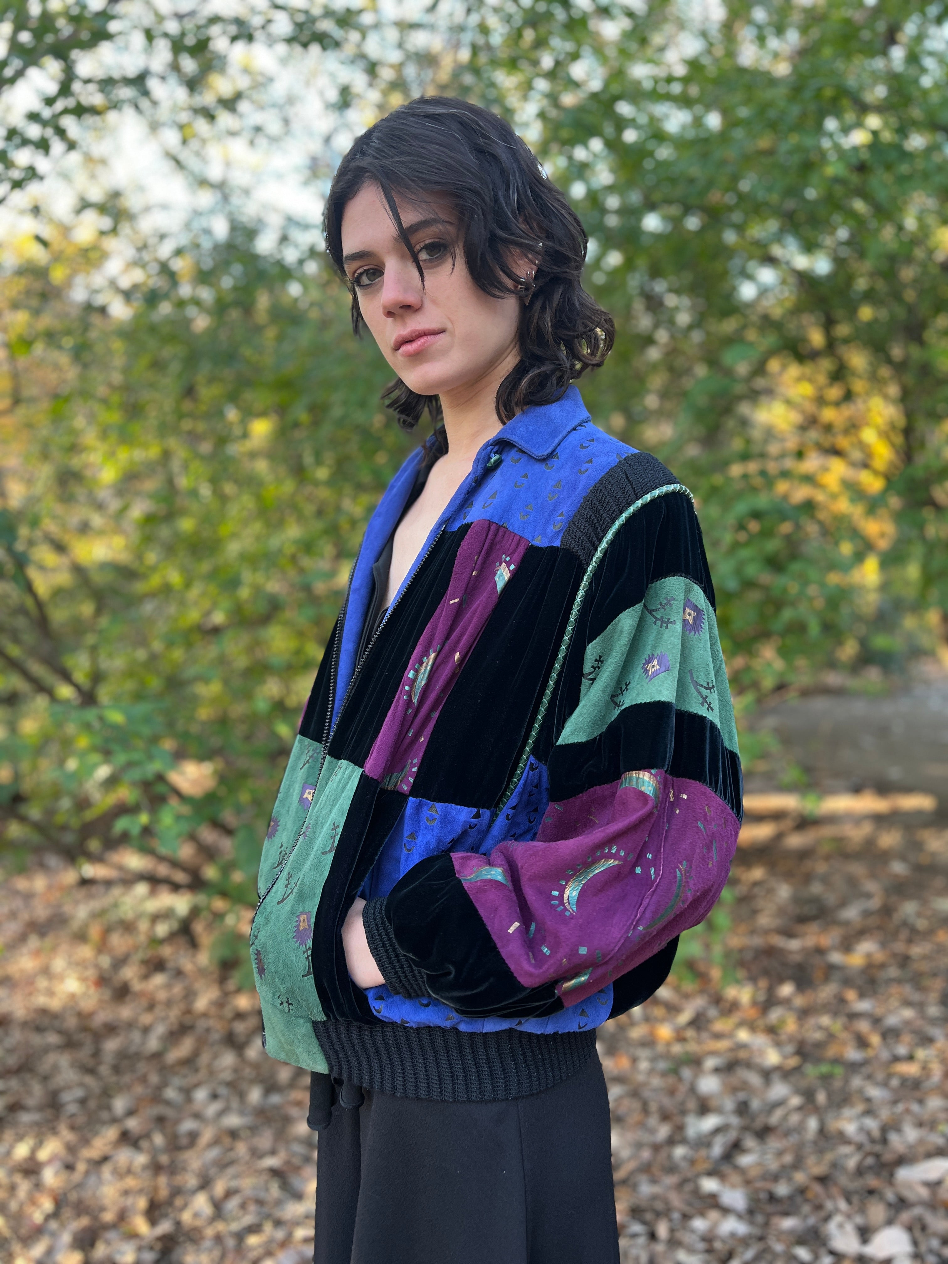 90s Vintage Green Purple Suede Zip Front Jacket – The Hip Zipper