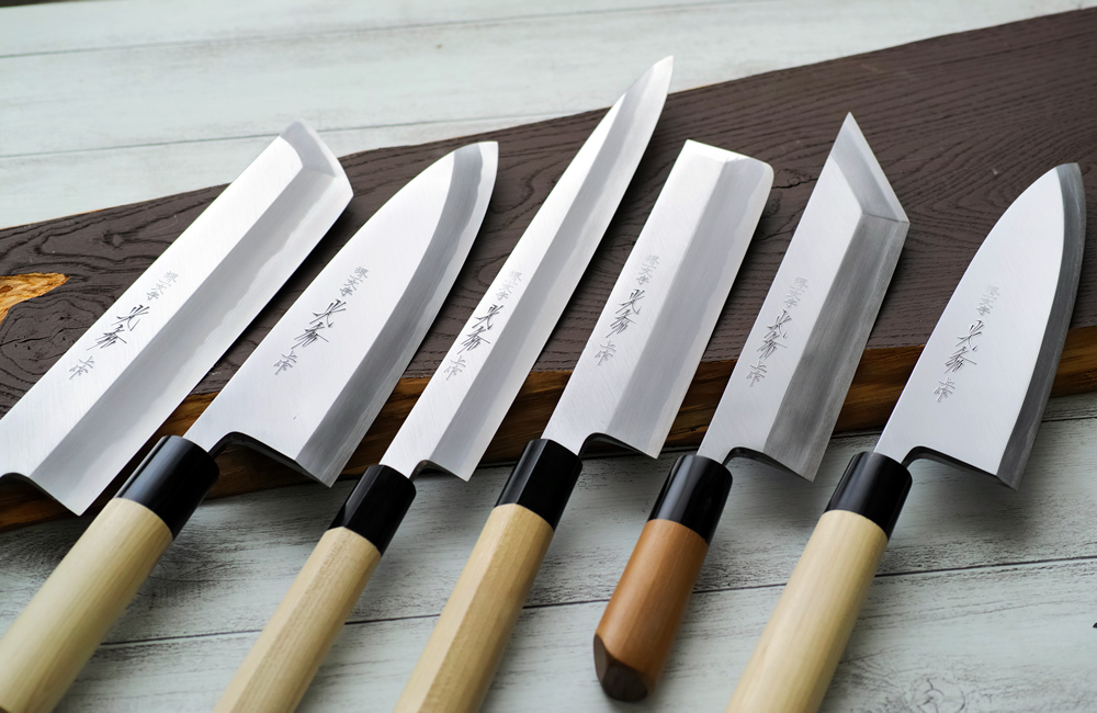 堺一文字光秀 白鋼 霞研 左 柳刃包丁