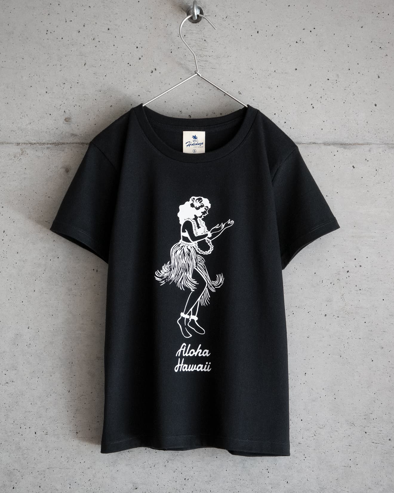 HULA GIRL フラガール柄 Tシャツ レディース ブラック - Holidaze