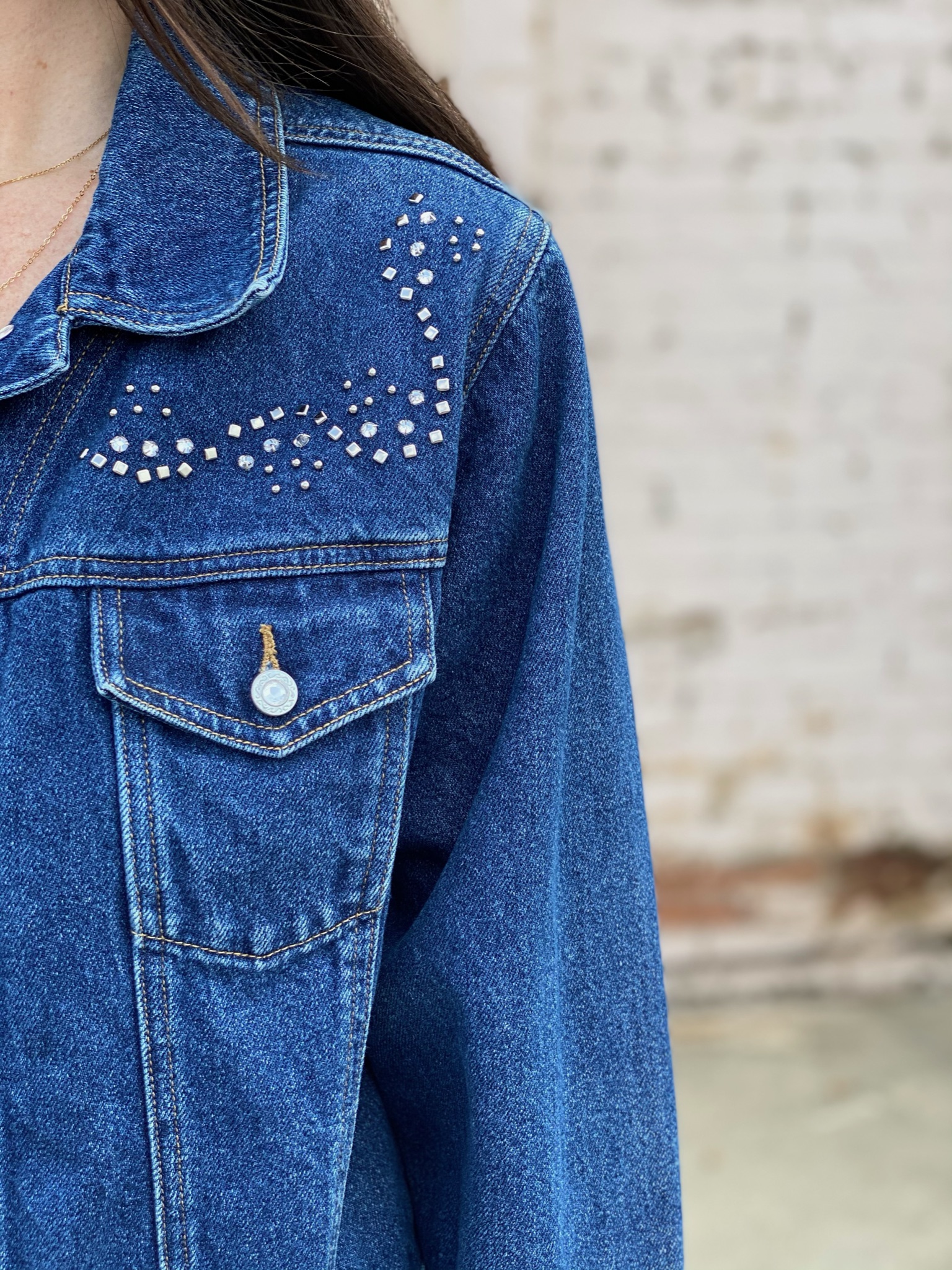 00s Rhinestone Denim Jacket – M/L → Hotbox Vintage