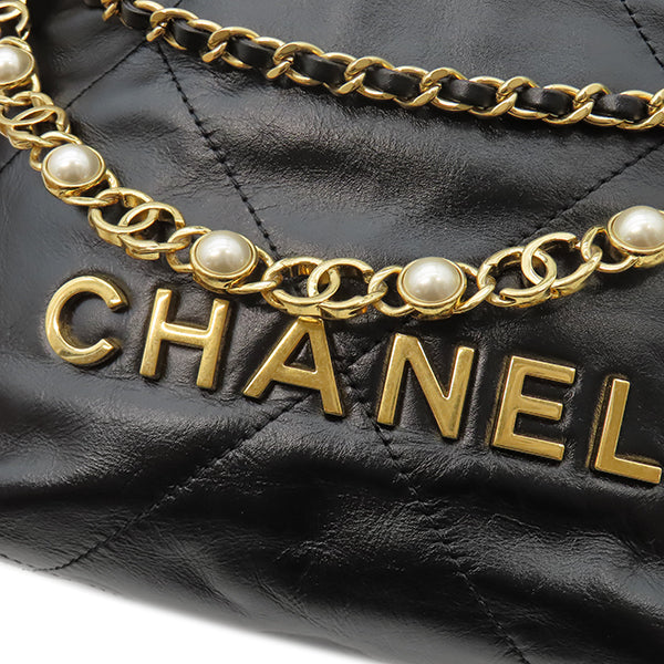 シャネル CHANEL シャネル22 ミニ レザー チェーンショルダー ブラック