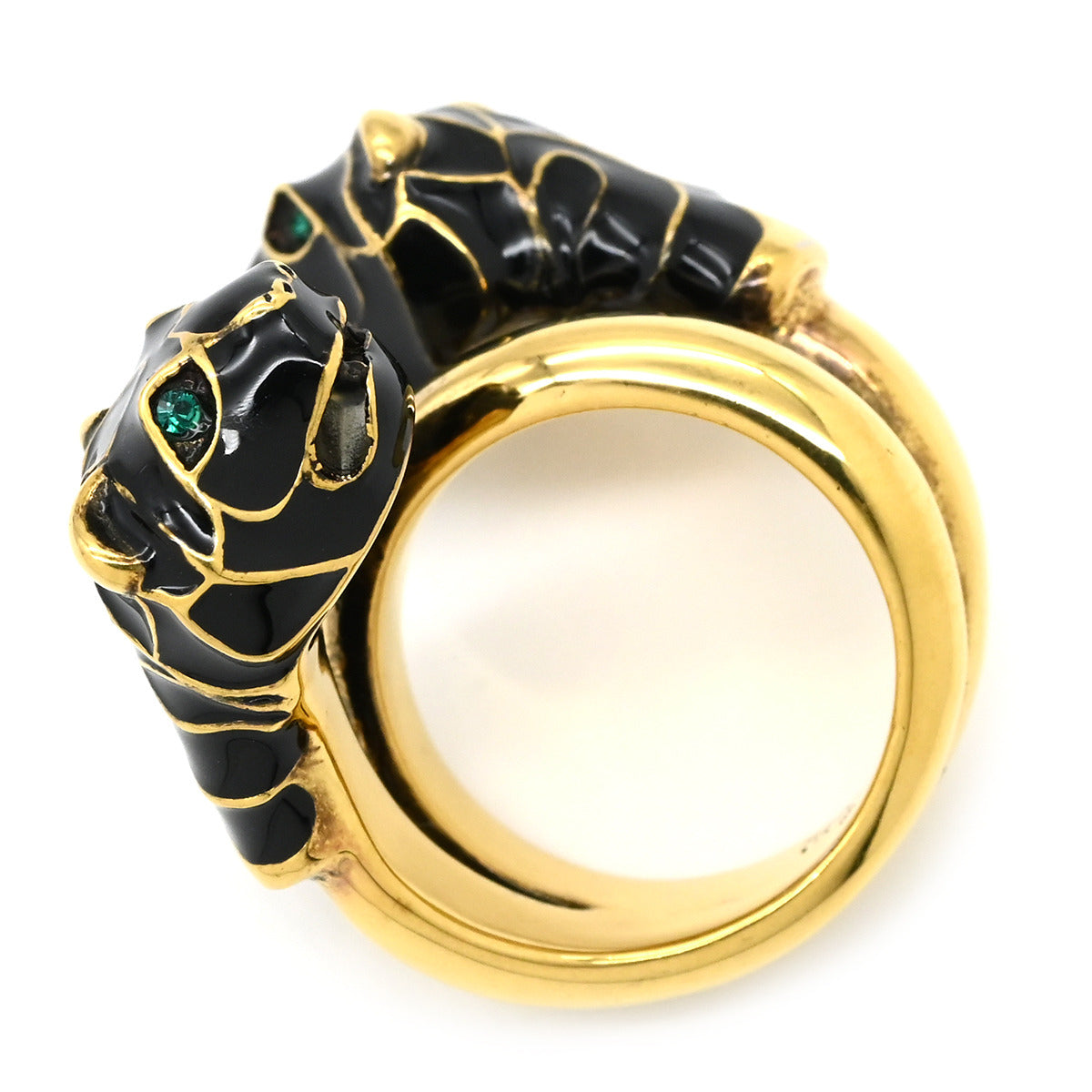 グッチ GUCCI ダブルタイガーヘッド ブラック×ゴールド メタル