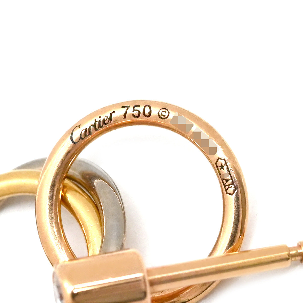 カルティエ Cartier トリニティ ダイヤ スリーカラー ピアス 1Pダイヤ