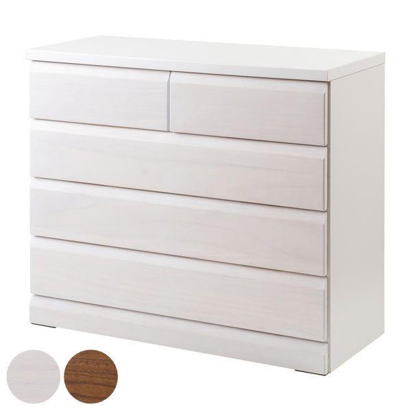 桐タンス 4段5杯 ワイド クローゼット収納チェスト キャスター付 幅