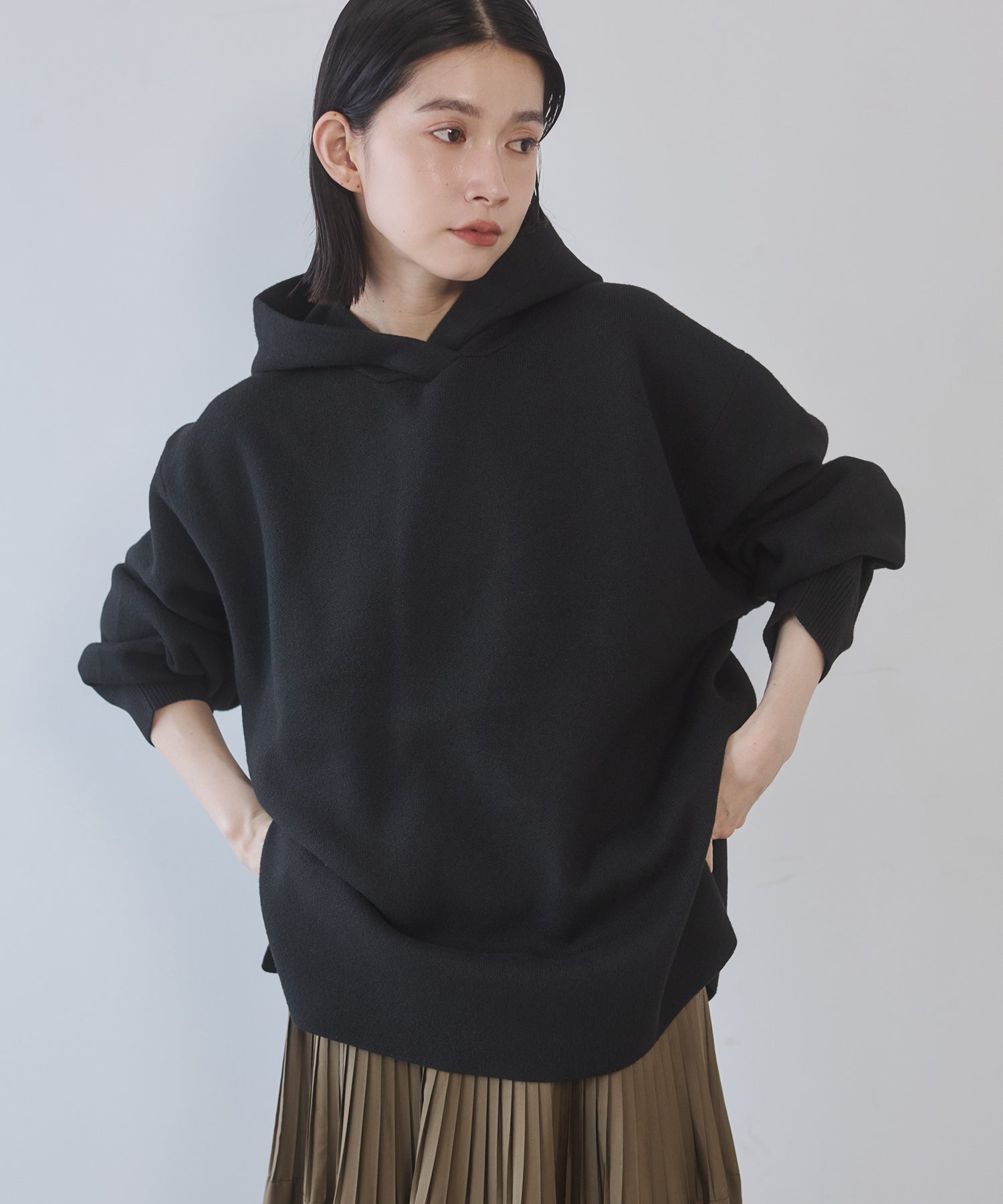 ニット フードパーカー