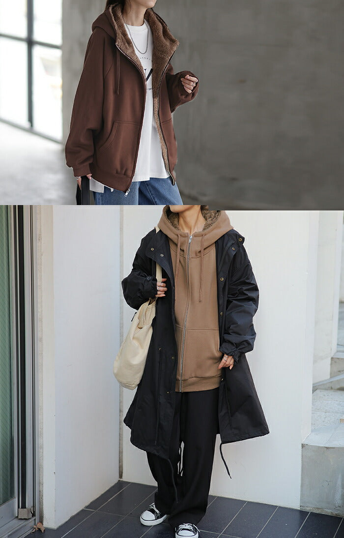 激ぬく【かたちが違う 裏ボア 】 ドルマンパーカー 体型カバー