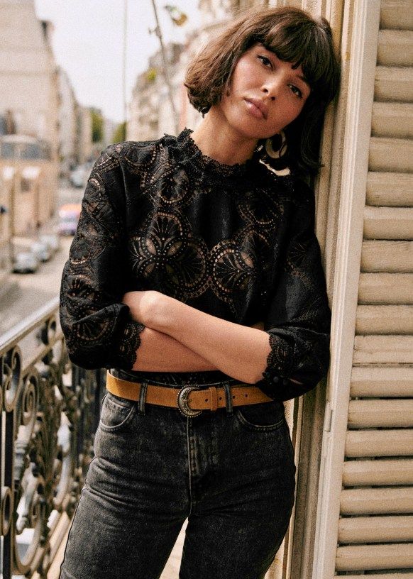 Bianca Blouse - Black - Organic Cotton - Sézane