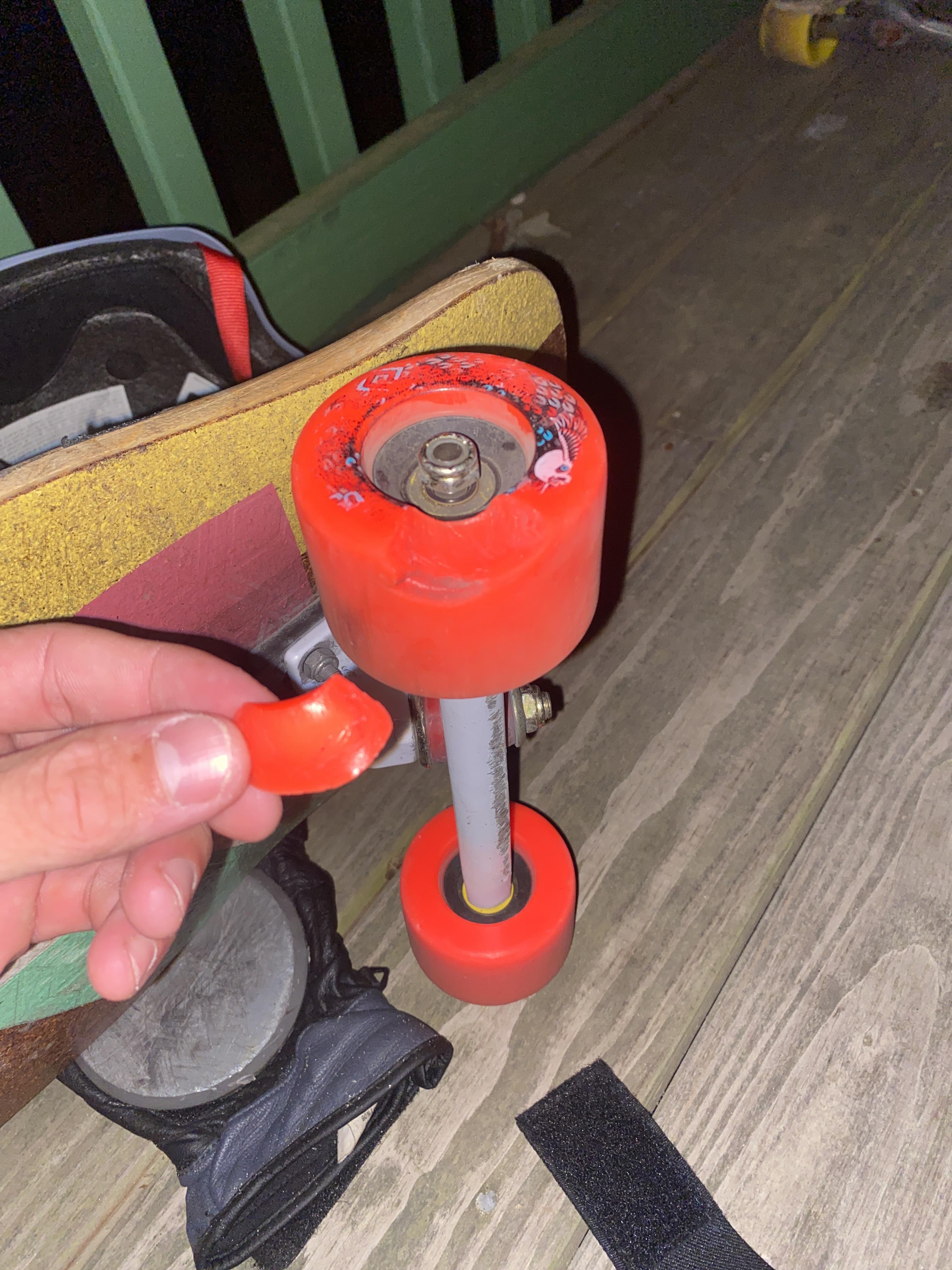 My 75A 69mm Powell Peralta snakes got chunked pretty bad after