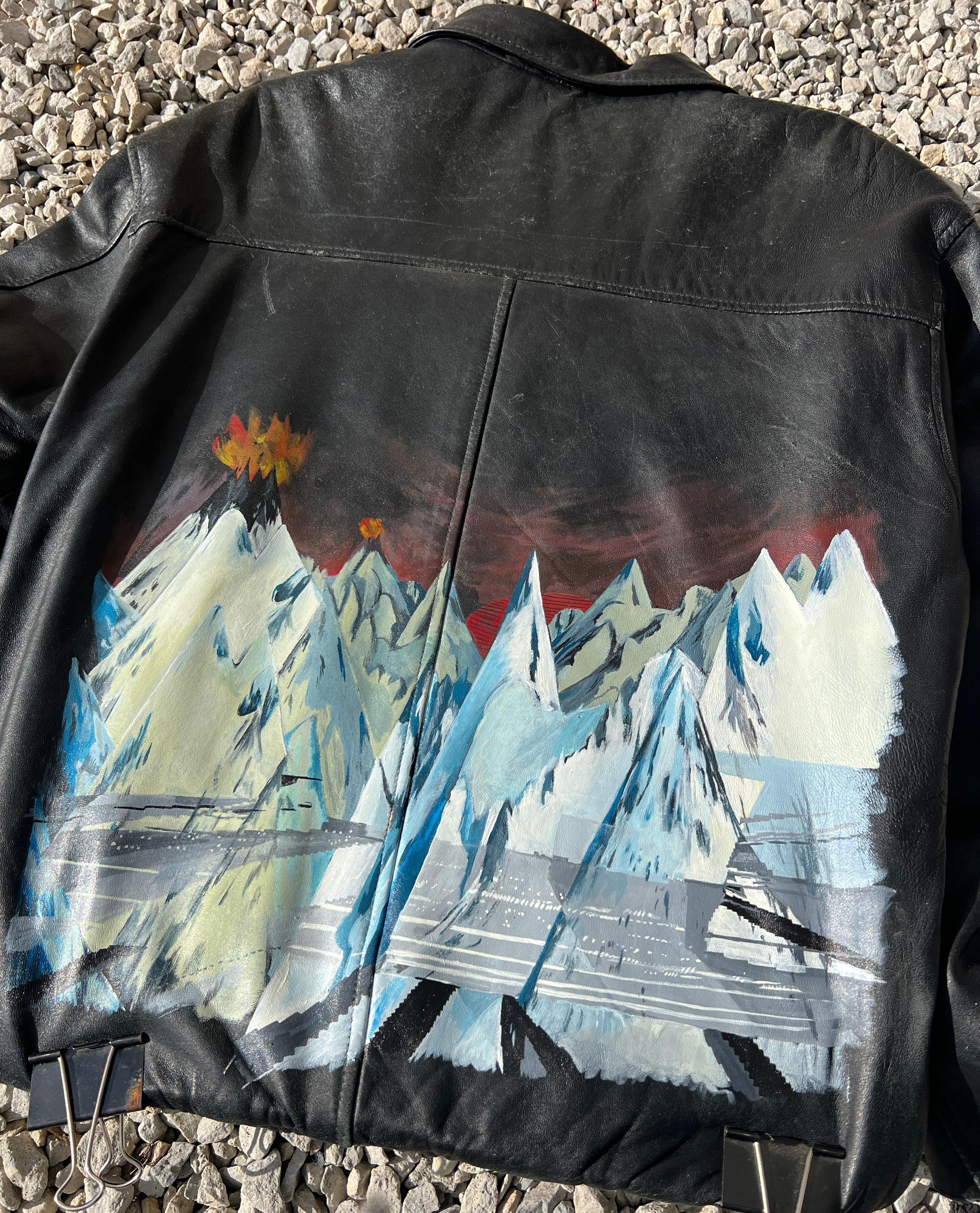 Hand painted custom Kid A leather jacket : r/radiohead