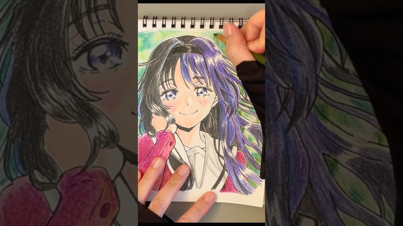 薫*凛様 手描きイラスト オリジナルイラスト アナログイラスト 色紙