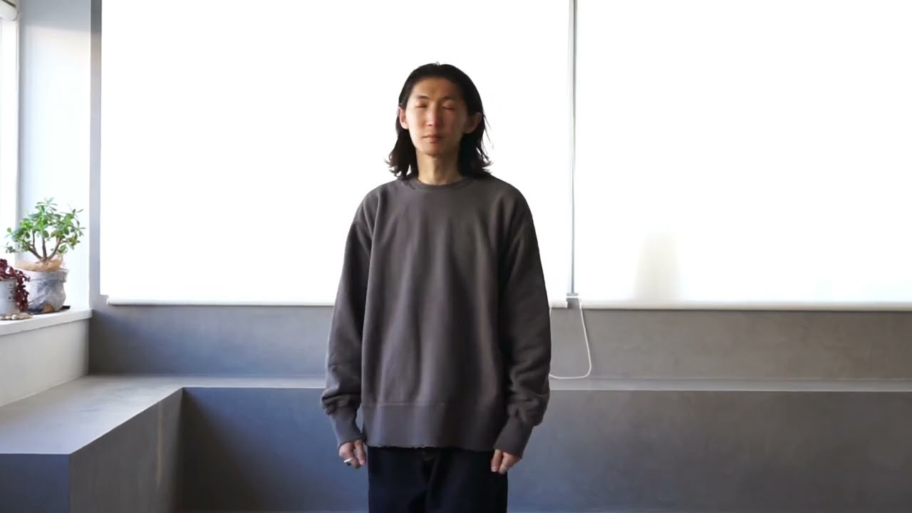 ANCELLM DYED DAMAGE SWEAT SHIRT ”FADE BLACK”［フェードブラック