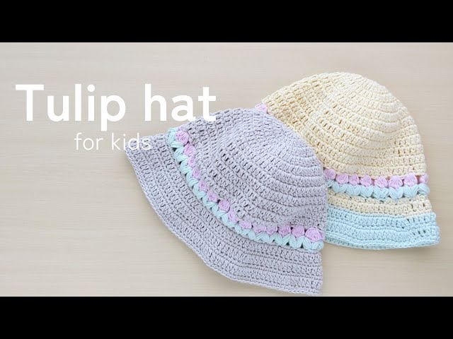 How to Crochet a Tulip Hat for Kids (Size 52cm) - YouTube