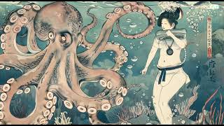 蛸と海女』マンモス牙の彫刻 浮世絵師 葛飾北斎の「蛸と海女」の構図