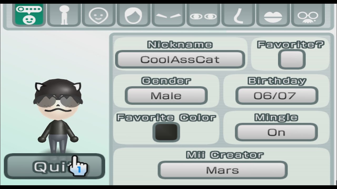 cool ass cat with sunglasses - Mii 2677 - YouTube