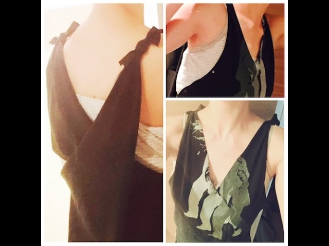 DIY】Tシャツリメイク☆肩結びタンクトップの作り方 How to remake T