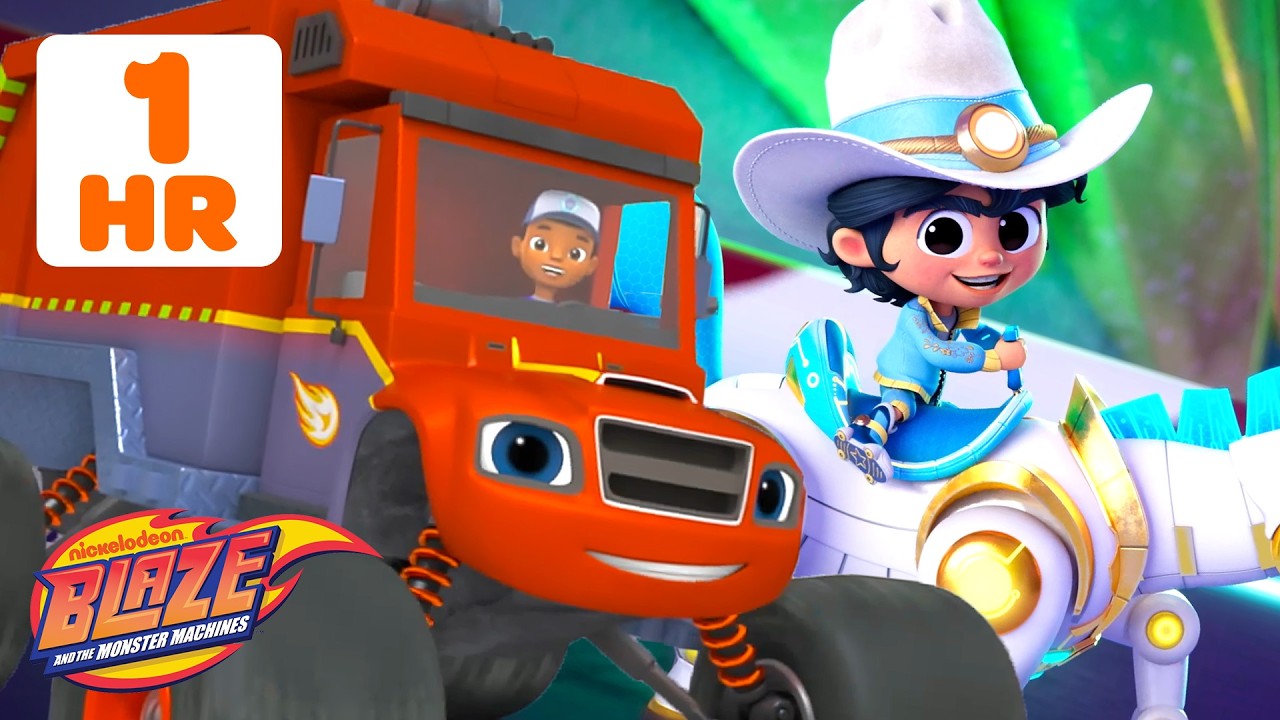 Blaze & Kid Cowboy's Stinky & Silly Rescues & Races! | 60 Minutes