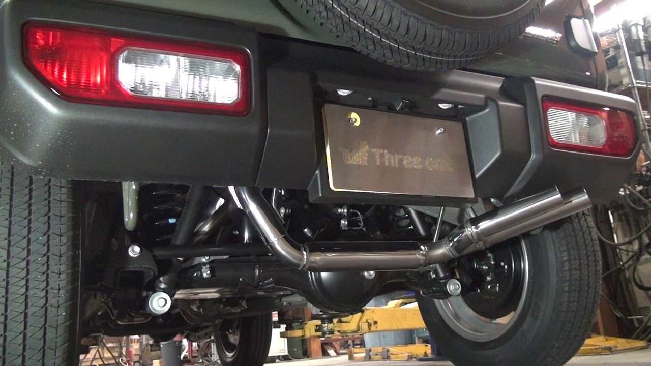 スリーキャッツ製 JB64 ジムニー マフラー 50.8Φデュアル 斜め出し