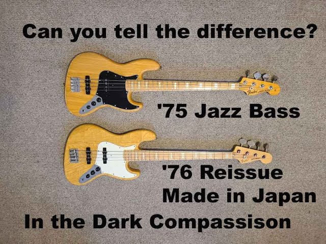 In the Dark Comparison: 1975 Fender Jazz Bass and 1993 '76 Fender