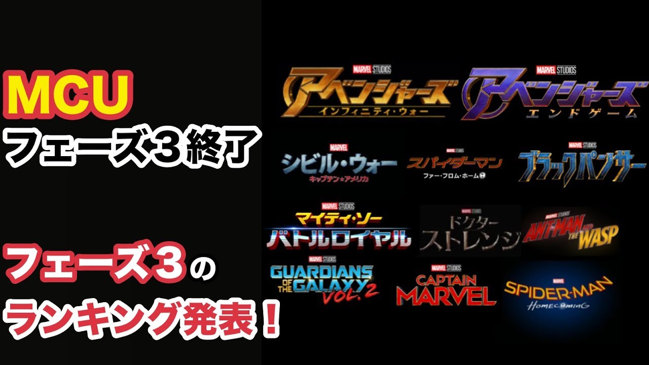 MCUフェーズ3終了！！フェーズ3ランキングを発表。 - YouTube