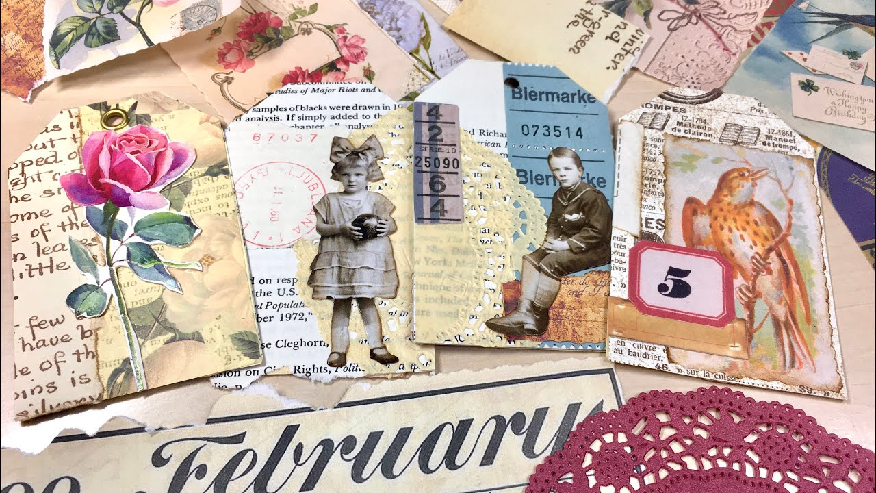 紙もの♡ジャンクジャーナル素材「コラージュ タグの作り方