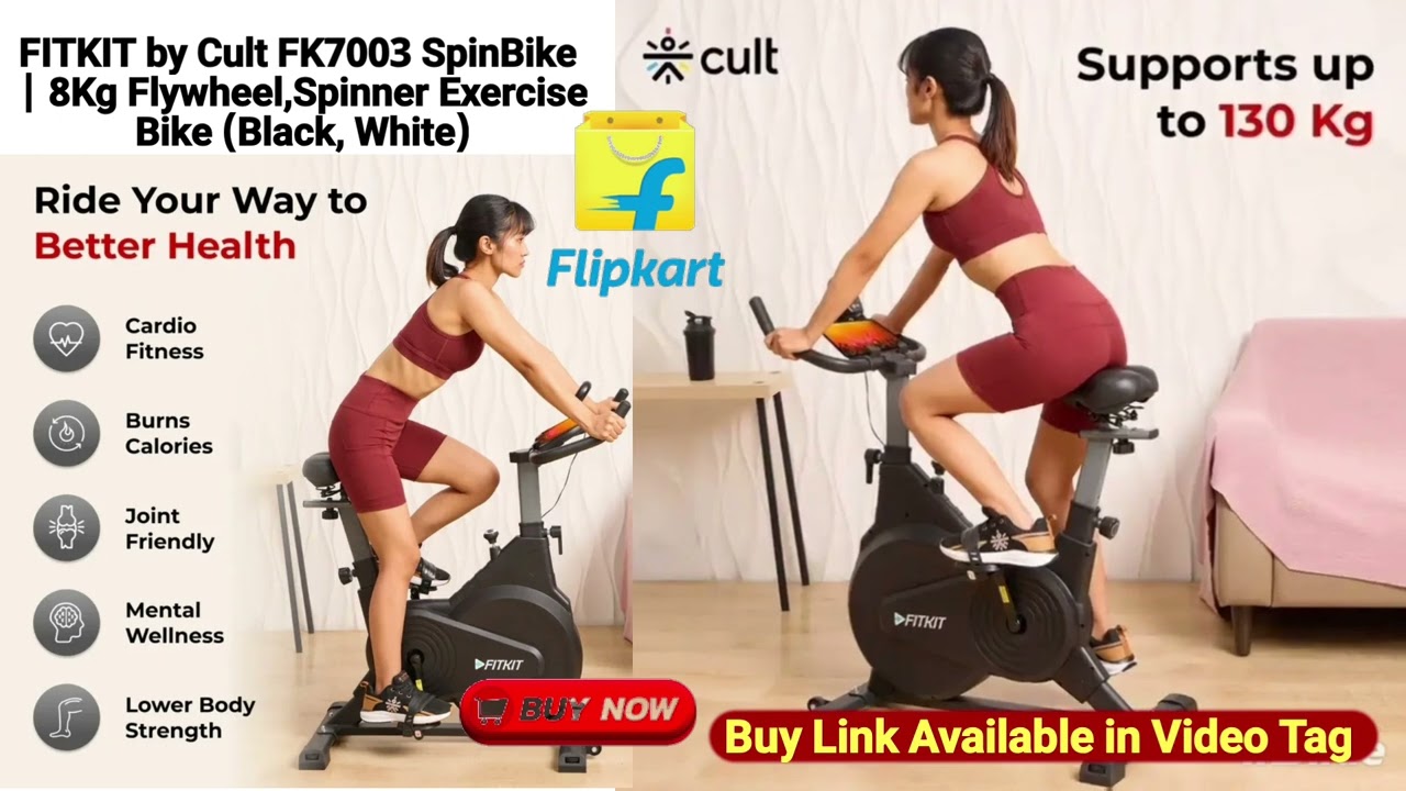 FITKIT by Cult FK7003 SpinBike | 8Kg Flywheel | Spinner Exercise