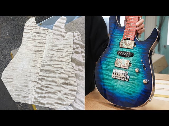 Blue painted guitar！The entire painting process is shown.｜Guitar