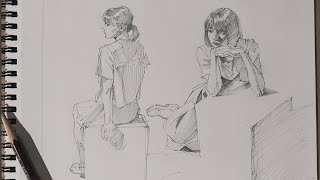 鉛筆スケッチ pencil sketches of female student - YouTube