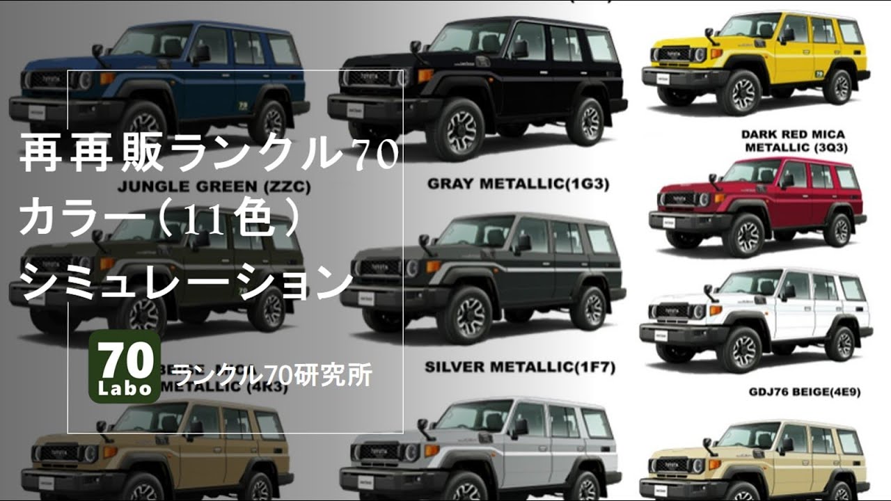 再再販ランクル70カラーシミュレーション（11色） - YouTube