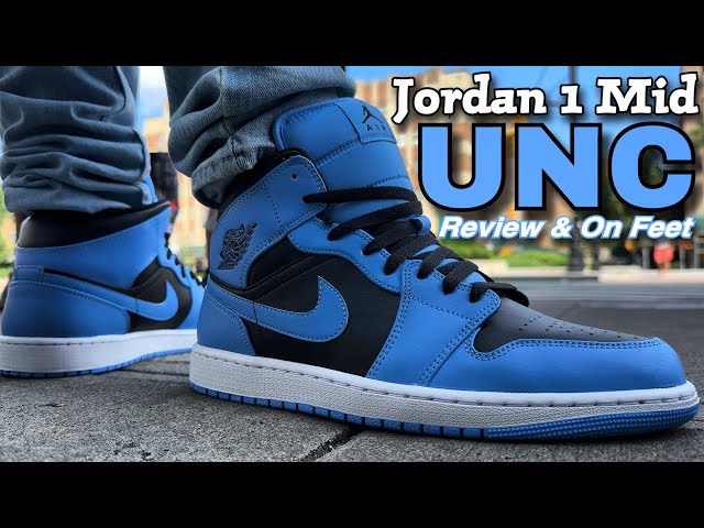 New Jordan 1 Mid UNC “University Blue” Review & On Feet 👣 - YouTube