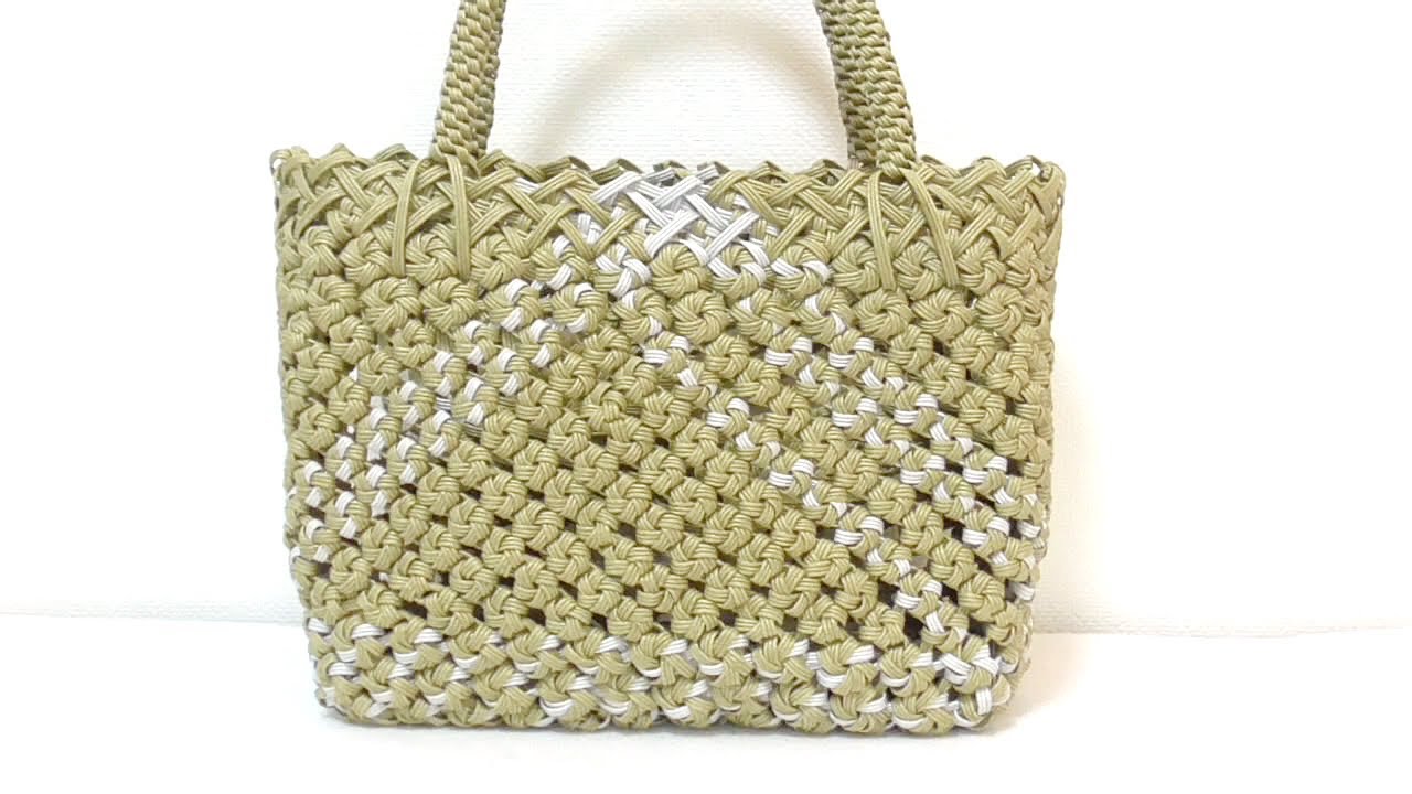 クラフトバンドで作る 4本、3本花結びのかごバッグ - YouTube