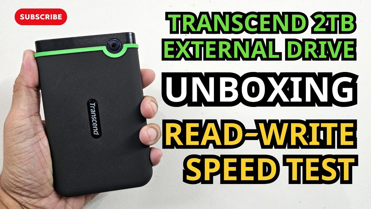 Transcend StoreJet 25M3 2TB External Hard Drive Unboxing, Speed