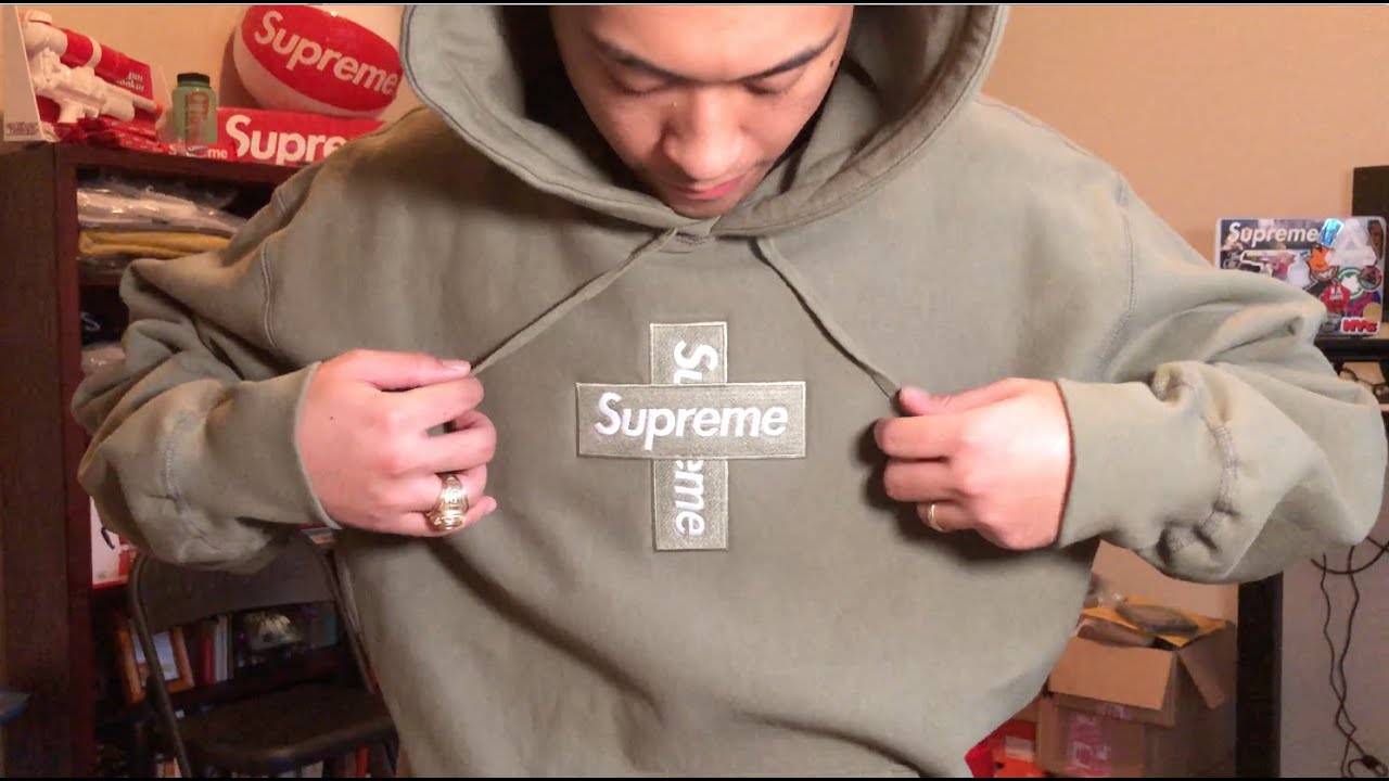 SUPREME FW20 CROSS BOX LOGO HOODIE LIGHT OLIVE UNBOXING/LIVE COP