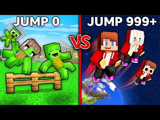 Mikey 1 LVL vs JJ 999+ LVL Family Jump Power Battle in Minecraft