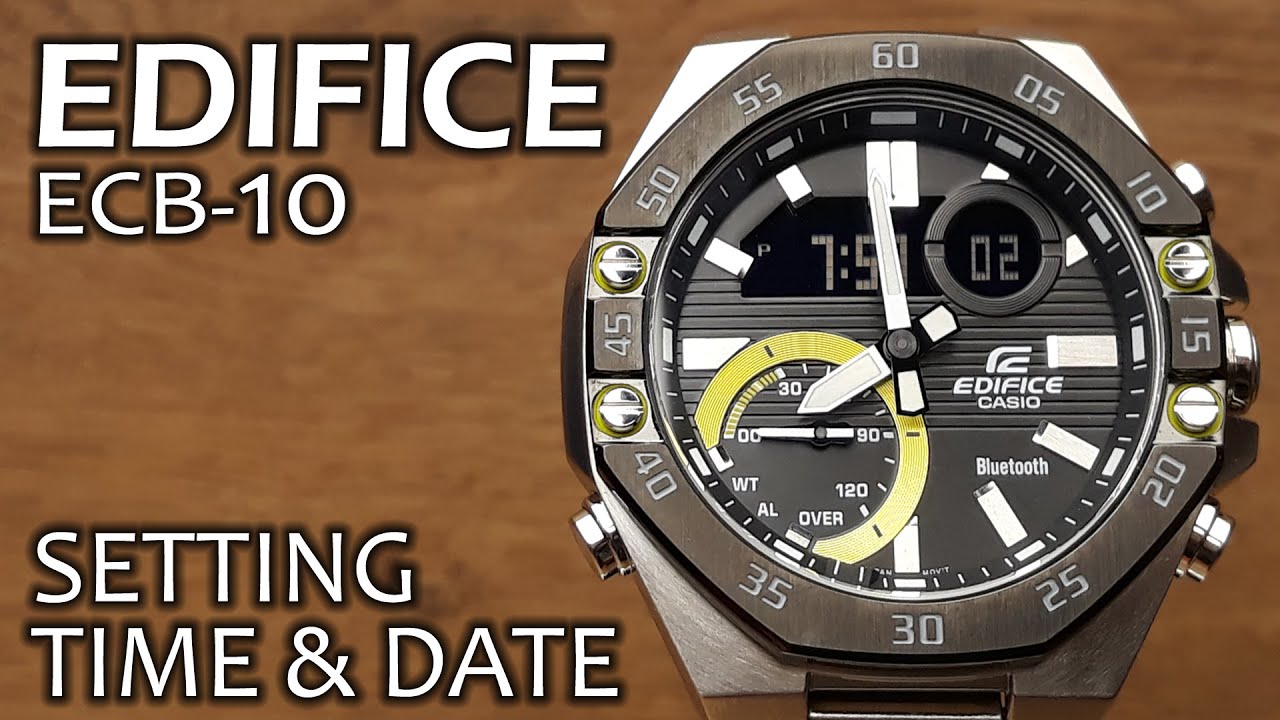 Casio Edifice ECB-10 - Setting time and date tutorial - YouTube