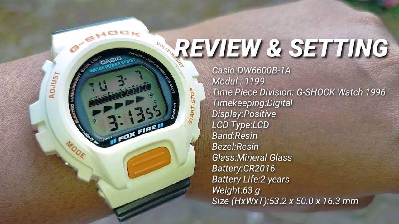 Review & Setting Casio G-Shock DW-6600 FOXfire Series - YouTube