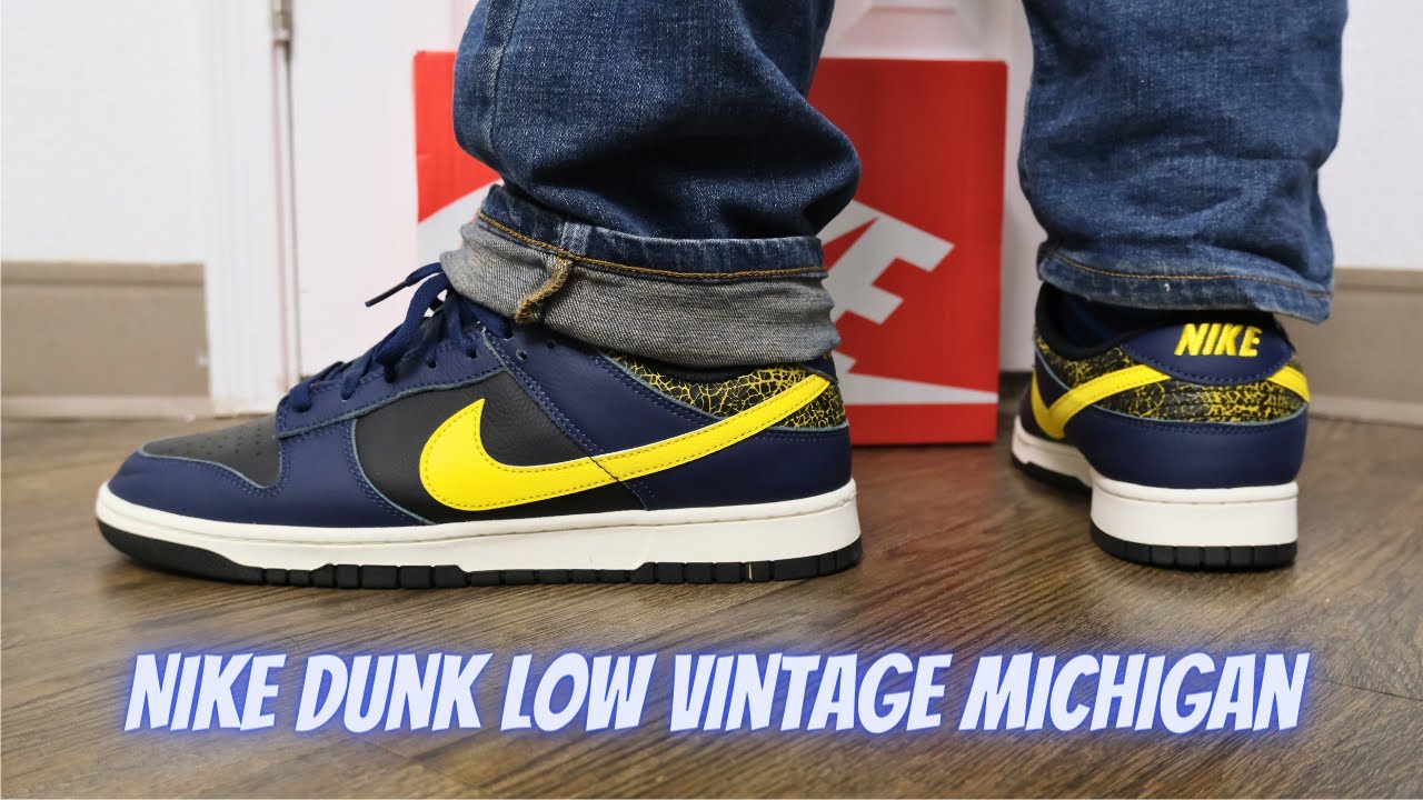 Nike Dunk Low Vintage Michigan On Feet Review - YouTube