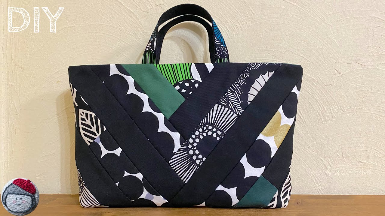 How to make a triangular patchwork A4 tote bag with scrap fabric