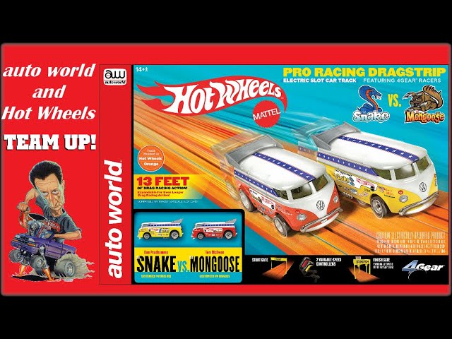 Hot Wheels Snake and Mongoose Drag Bus Slot Car Drag Strip by Auto