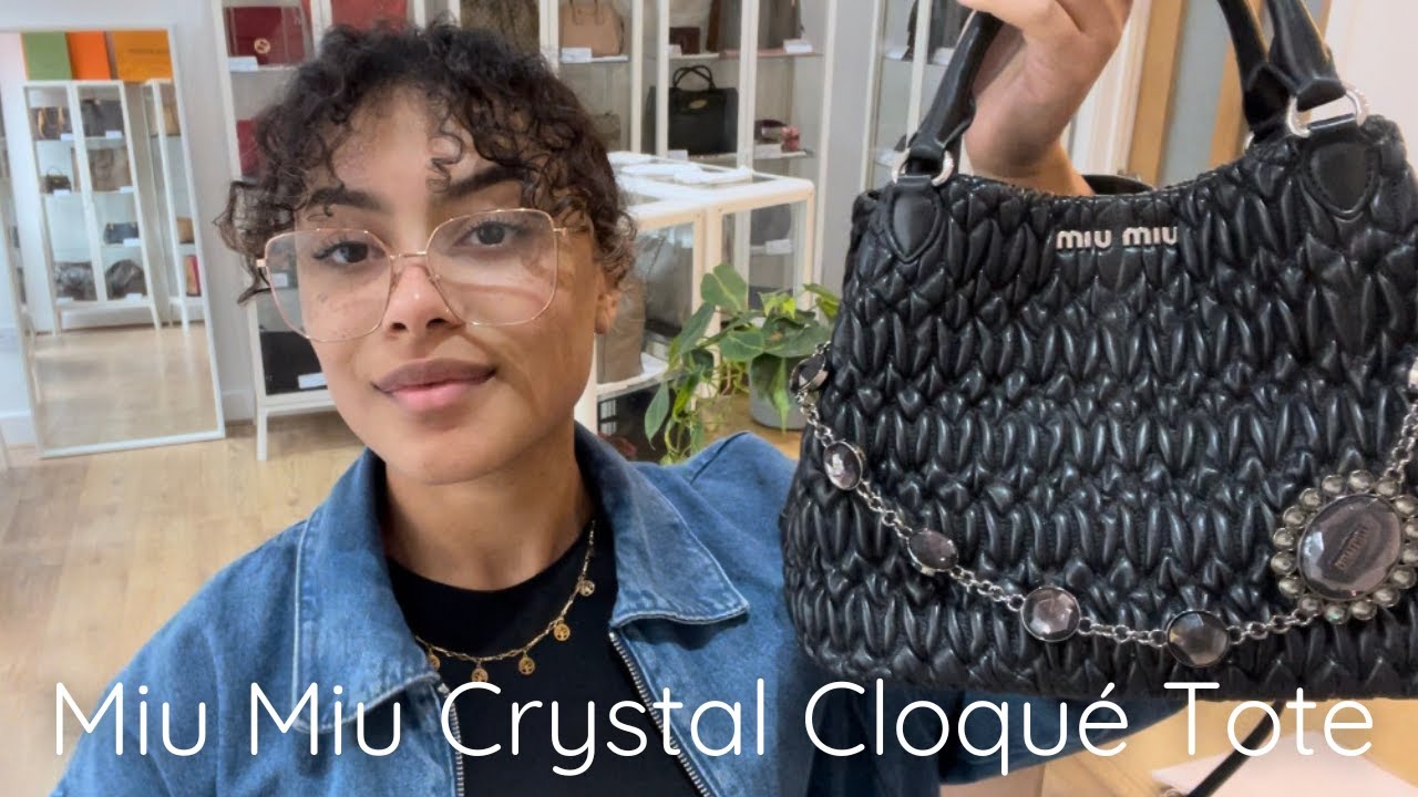 Miu Miu Crystal Cloqué Tote Review - YouTube