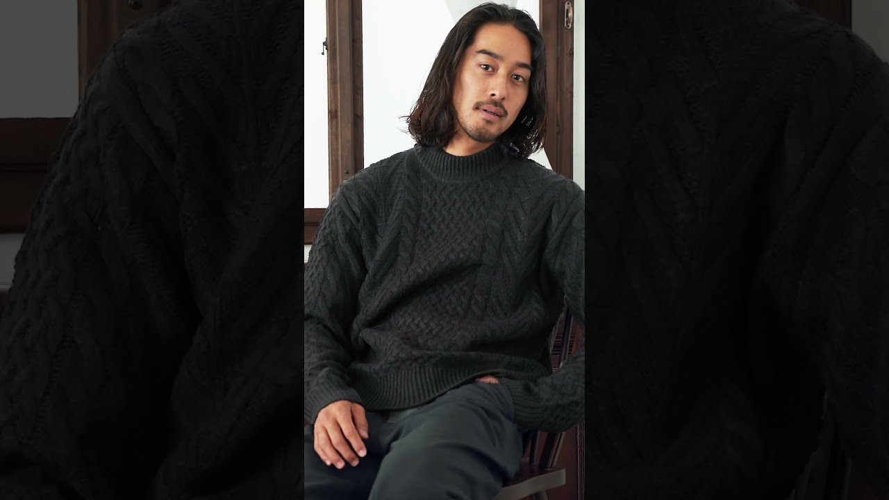 アランニット(モックネック) | ニット セーター メンズ ケーブルニット