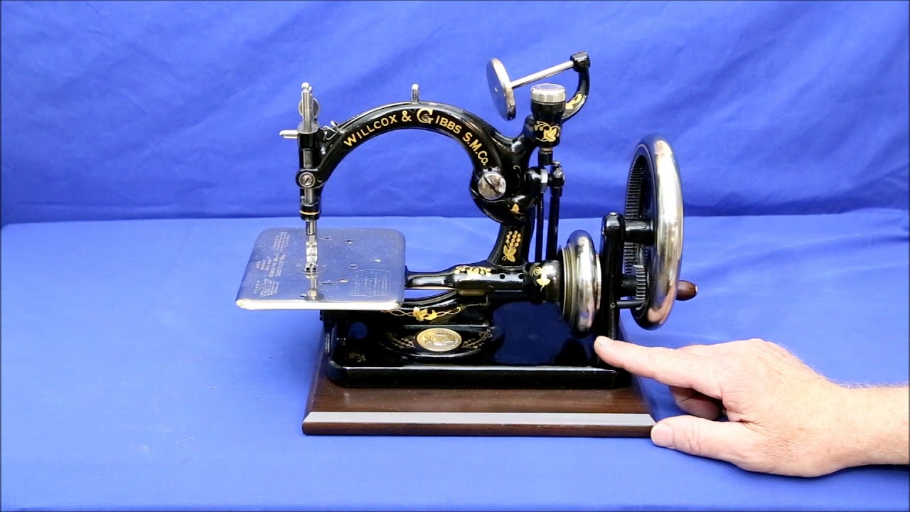 Willcox and Gibbs Sewing Machine American Hand Crank Base - YouTube