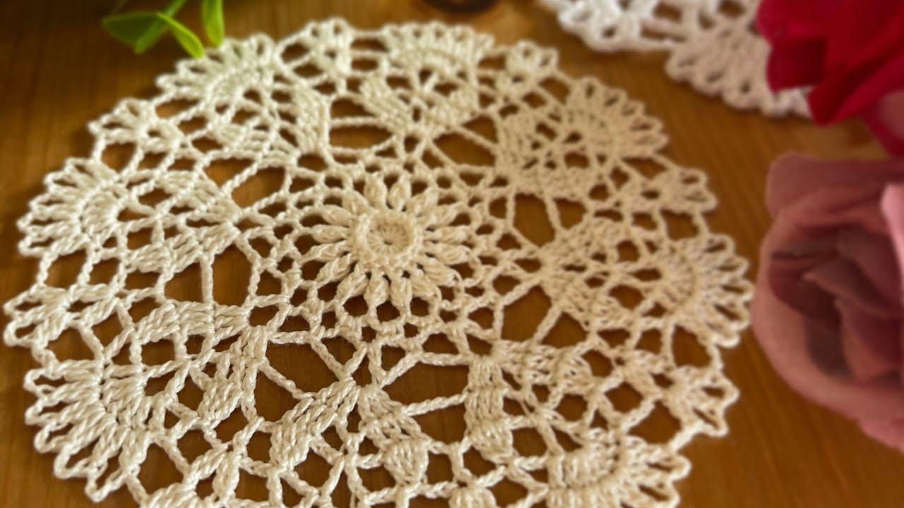編み図付き】ガーベラのミニドイリー｜How to crochet doily (Pattern