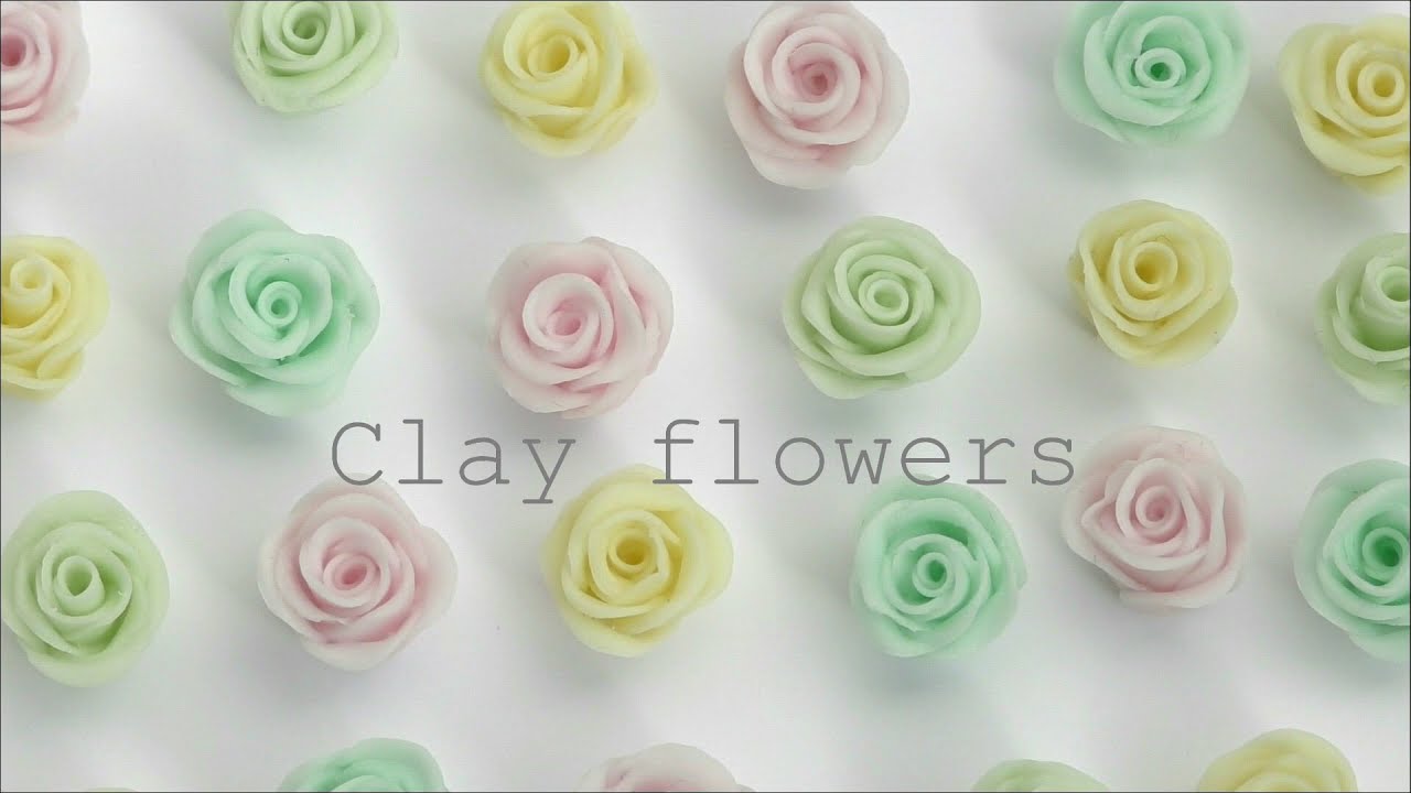 百均 樹脂粘土でクレイフラワー 型押しで作るバラ DIY clay rose - YouTube