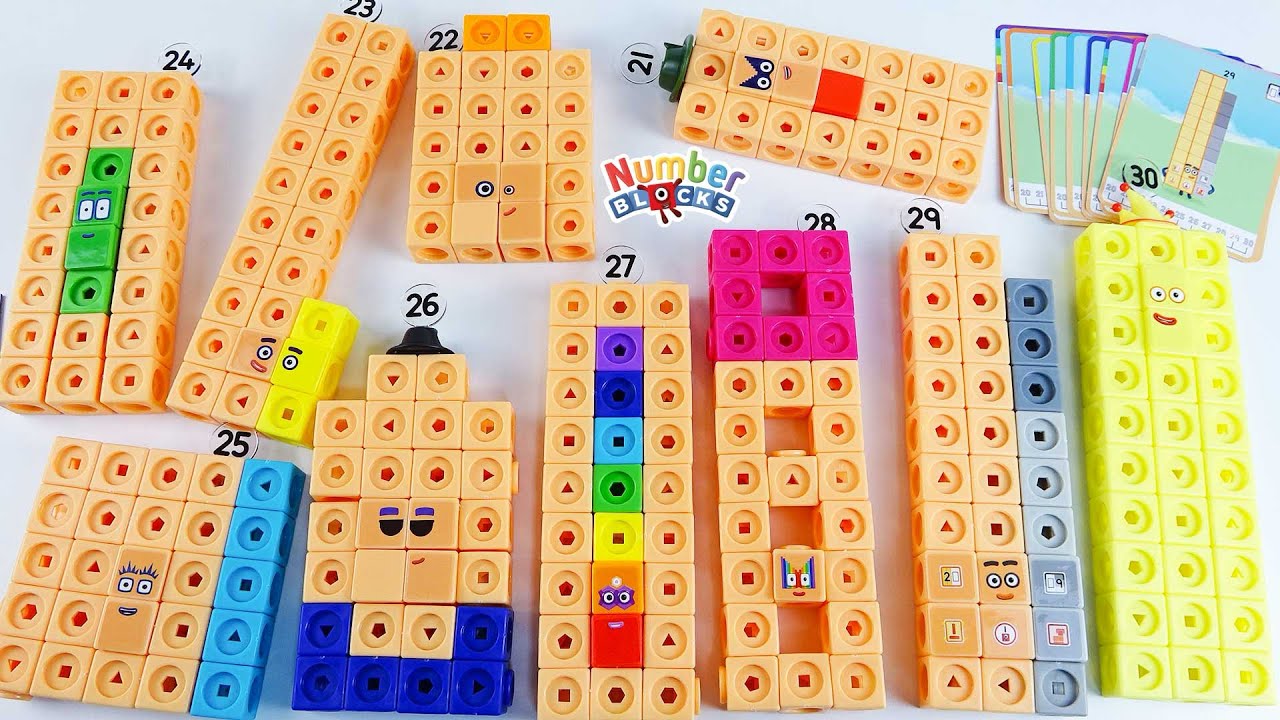 Let's Build Numberblocks 21-30 Math Link Cubes Hero's with Zeros