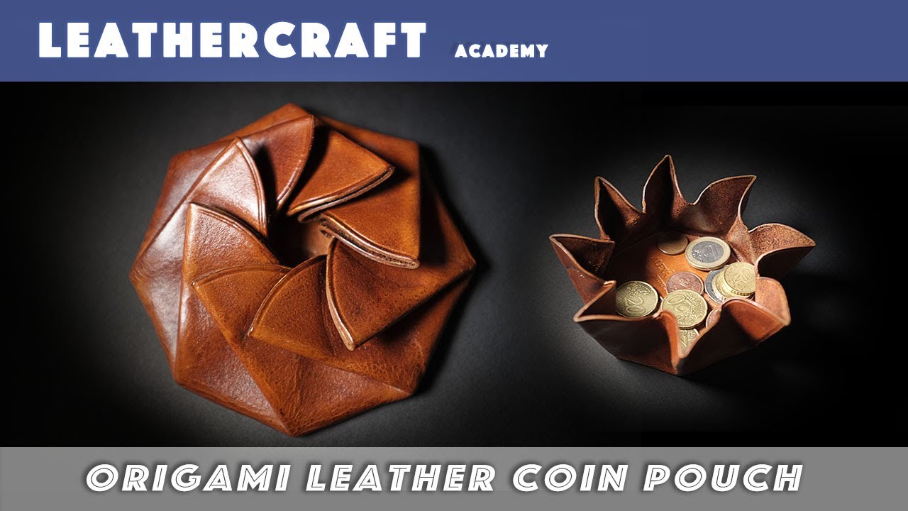 Making a leather origami coin pouch / leather craft tutorial - YouTube