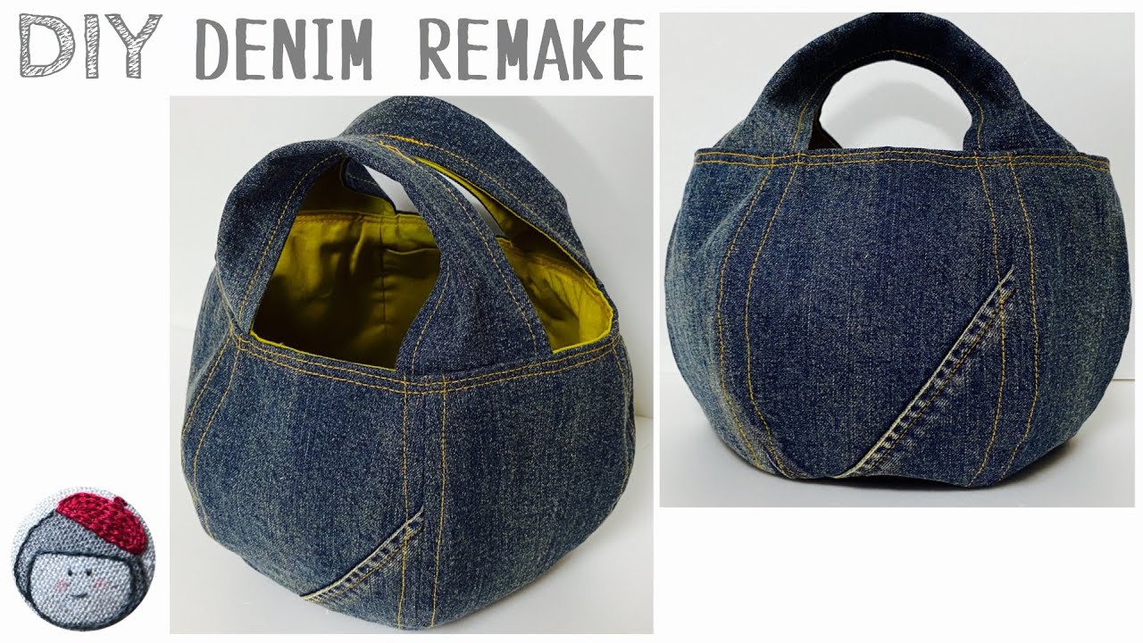 Denim remake bag made with household sewing machines - YouTube